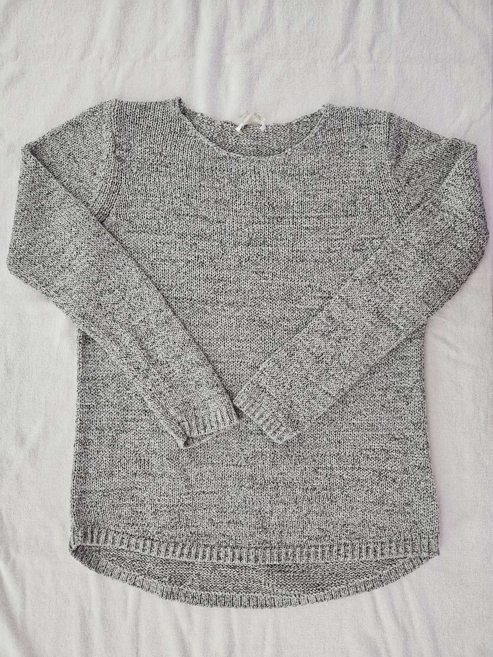 Dalia Marled Grey Cotton Blend Crewneck Knit Sweater Size XL